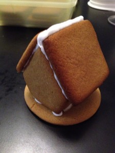 I stuck these mini houses onto cookies...