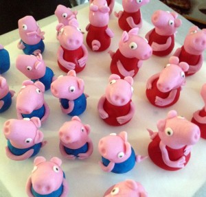 Peppa and George toppers for the 'Muddy Puddle' cupcakes.