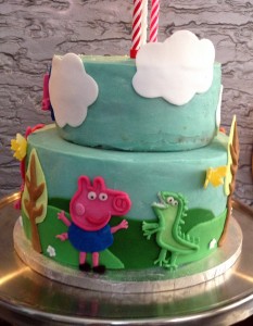 I couldn't have a Peppa Pig cake without George or Mr Dine-saw...Grrr!