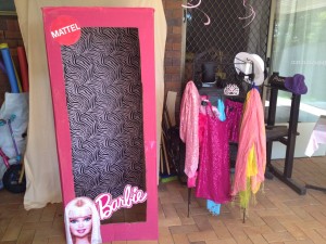 I set up a Barbie box that i had made late one night while she was fast asleep in bed, complete with dress-up rack. 